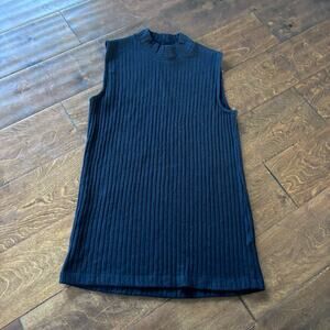 Liverpool LA Women's XS Mock‎ Neck Sleeveless Rib Knit Top Black